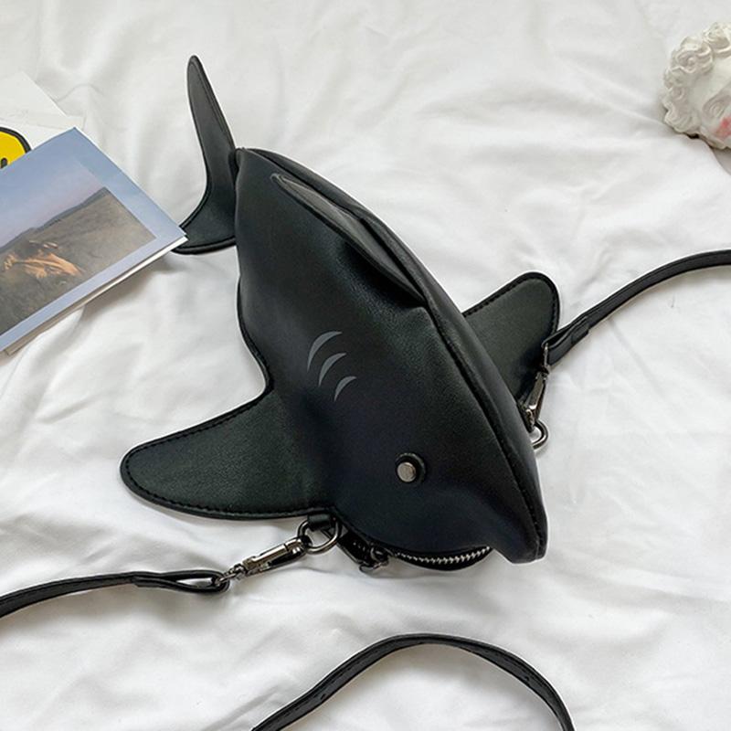 2025 New Japanese-style Cute Doll Shark Women's Shoulder Bag Fresh and Adorable Animal Crossbody Bag Color-Blocked Cartoon Bag