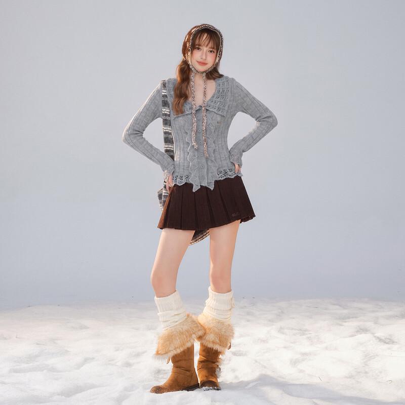 Women's Korean Style Doll Collar Knit Cardigan