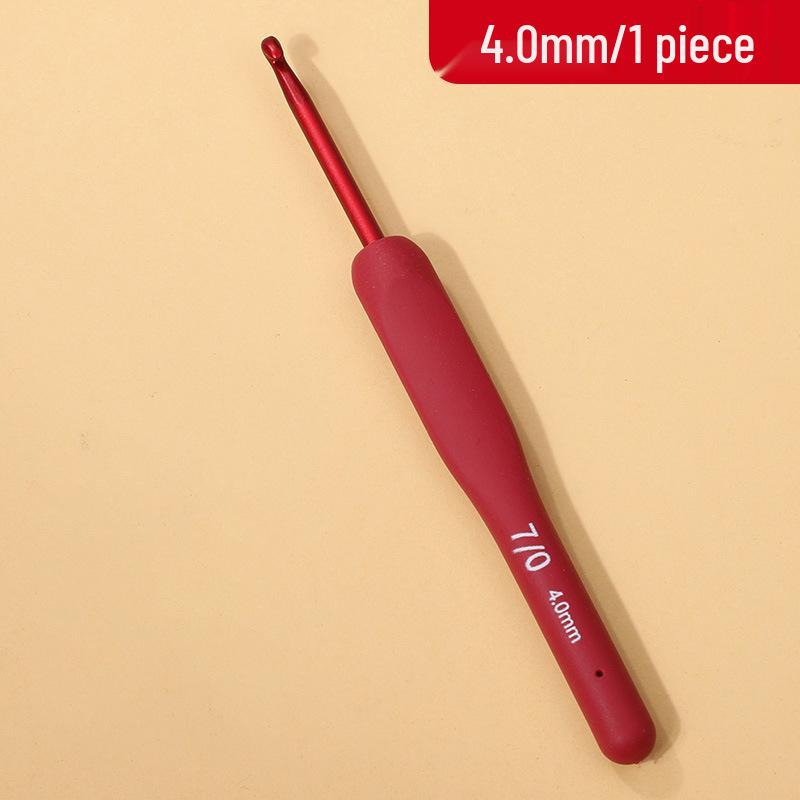 Red Soft Grip Crochet Hooks Set: Handmade Silicone Non-Slip Knitting Needles with Bag