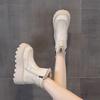 Leather Platform Martin Boots Women's Autumn and Winter New Small Velvet British Retro Short Boots