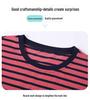 Women's White Striped Pure Cotton Short-Sleeve Round Neck T-Shirt, Summer 2025 Collection, Loose Fit