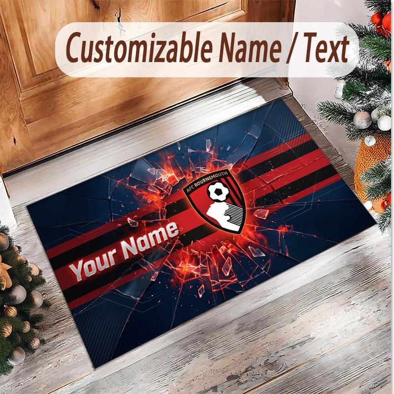 Personalized Crystal Velvet Carpet Bournemouth Football Pattern Non Slip Floor Rug