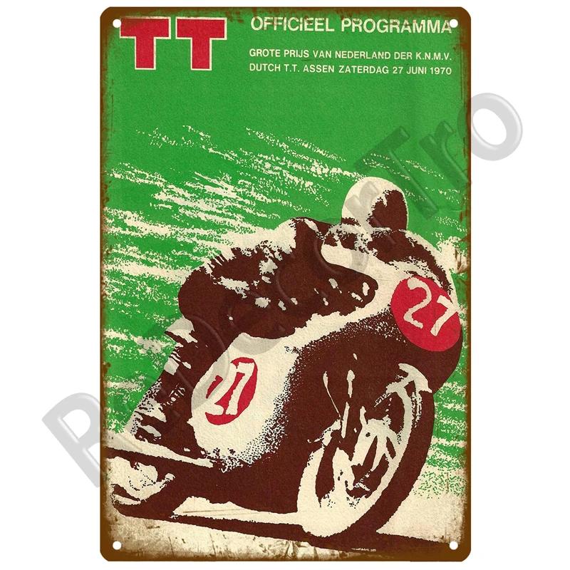 TT Races Vintage Wall Poster Vintage Retro Wall House Restaurant Decoration Plaque Metal Wall Decor Art Metal Sign Tin Sign ISLE