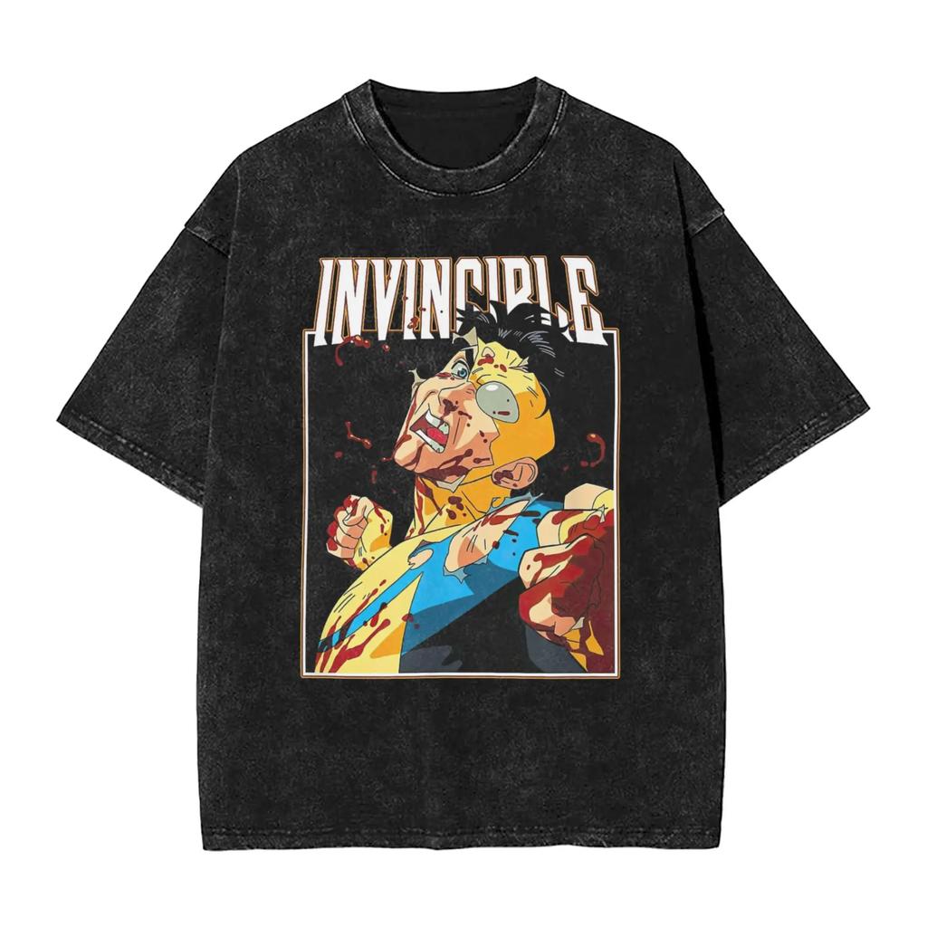 New 2025 Pure Cotton Tv Series Anime Invincible Mark Grayson Tshirt For Men Round Neck Pure Cotton Washed Clothing Neutral