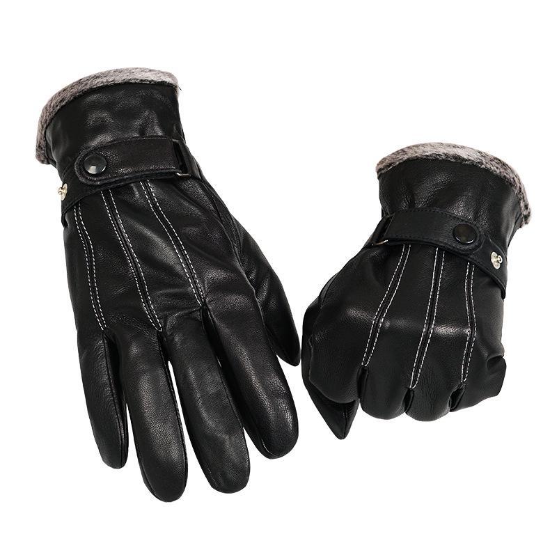 Men's Genuine Leather Sheepskin Gloves - Thick, Warm, Velvet-Lined Cold Protection for Winter