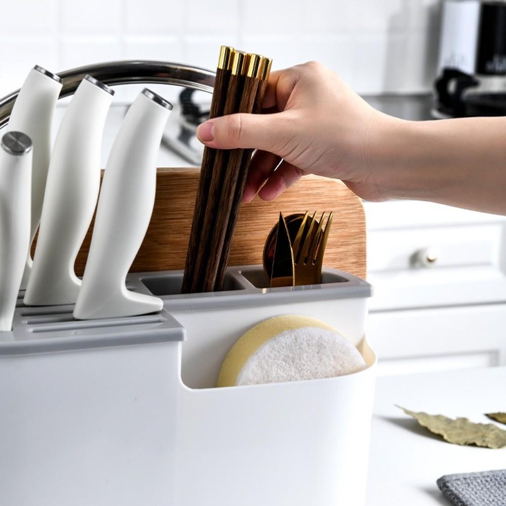 Space Saving Multi Kitchen Cutlery Holder Large Capacity Integrated Drainer Organizer  Kitchenware
