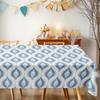 Blue Wave Geometric Rectangle Table Cloth for Table Decor Kitchen Dining Waterproof Reusable Tablecloth for Tables Party Picnic