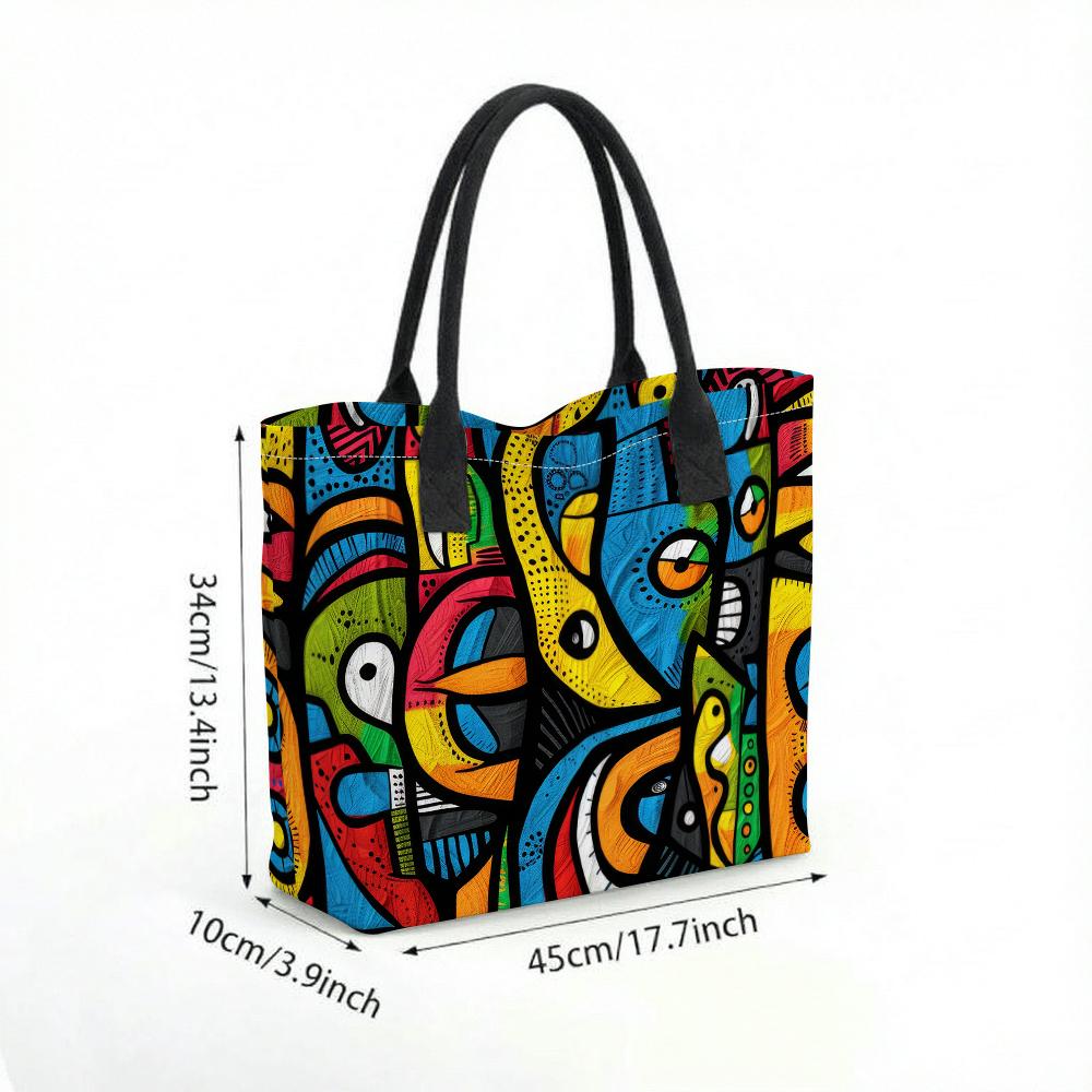 Colorful Graffiti Art Tote Bag Large Capacity Fashion Canvas Shoulder Bag for Daily Use