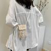 Chic Khaki And White Woven Small Square Bag For Women Trendy Summer Fashion Accessory