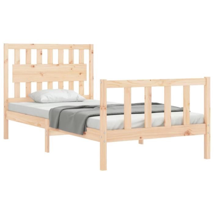 VidaXL Cadre de lit et tête de lit 100x200 cm bois massif 3192416
