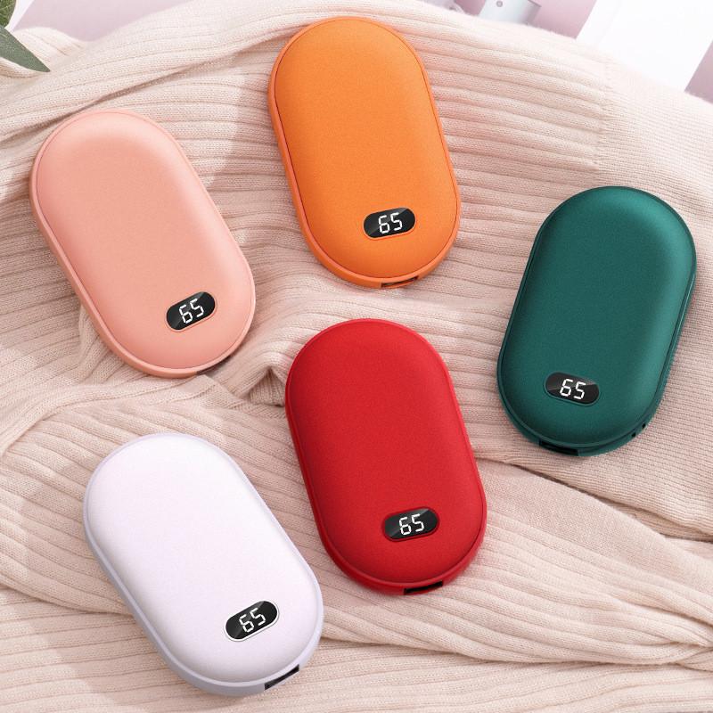 10000mAh Portable 2 in 1 Hand Warmer Power Bank Winter Double Sided Fast Heating Digital Display Warm Hands Treasure