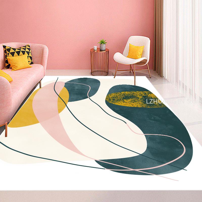 

Modern Home Morandi Pink Carpet Living Room Sofa Area Rug Simple Decoration Light Luxury Floor Mat Girl Bedroom Bedside Soft Rug 60cm x 90cm