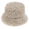 New Outdoor Warm Lamb Faux Fur Bucket Hat Black Solid Fluffy Fishing Cap Fisherman Women Winter