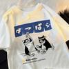 Harajuku Japanese Cat Drinking Printed Tops Women Fashion ONeck TShirt Streetwear Casual Summer Clothing Women Tshirts