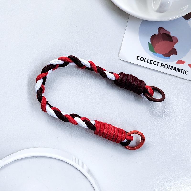 Dopamine Color Braided Three-strand Twist Short Rope Mobile Phone Lanyard Water Cup Keychain Universal Portable