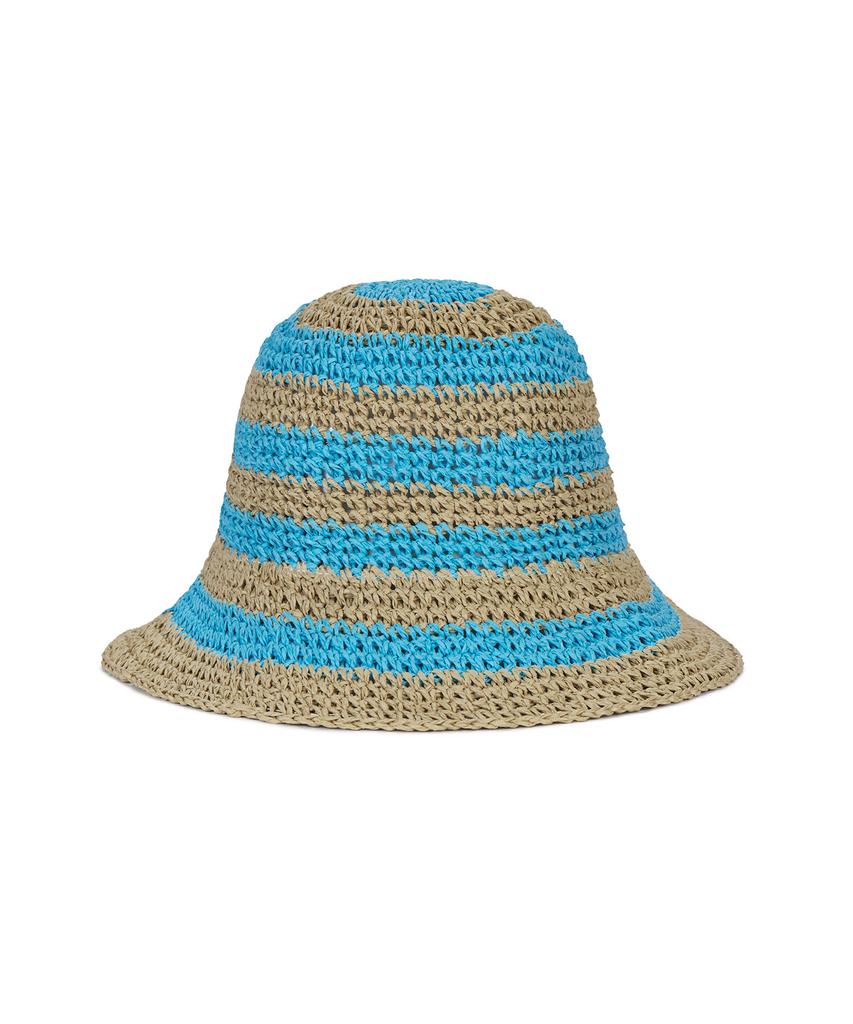 Bajal Striped Paper Bucket Hat Blue