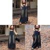 Denim A Line Skirt With Vintage Wash For Casual Wear