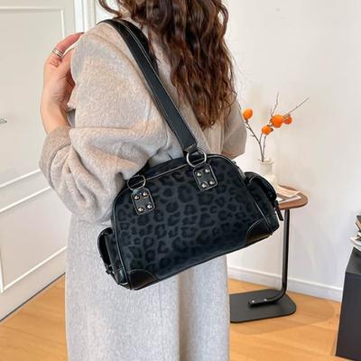Leopard Print Boston Bag Women's Vintage Shoulder Bag