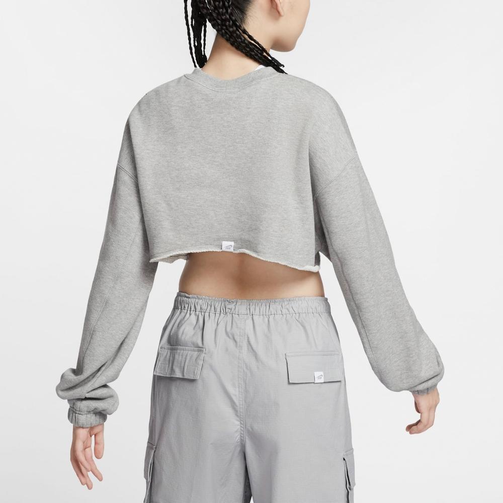 Nike Cómodo Jersey de Cuello Redondo Top Corto para Mujer Gris Medio FV7510063