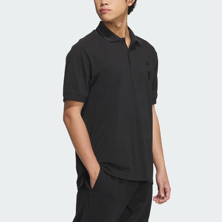 Adidas Wuji Series Collar Trim Sports Casual Short Sleeve Polo Shirt Men Tops Black IP4914