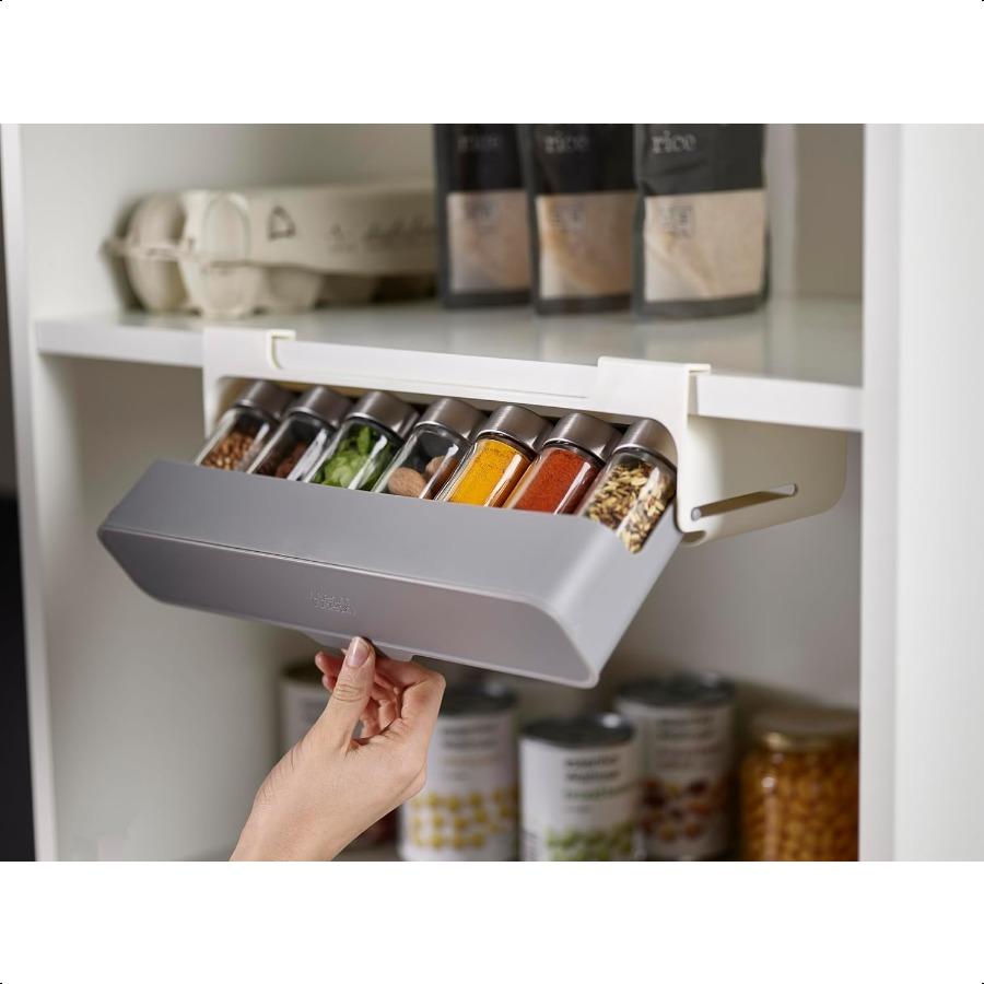 Spice Rack Organizer UnderShelf Kitchen Cabinet Storage Solution for Spices Grey