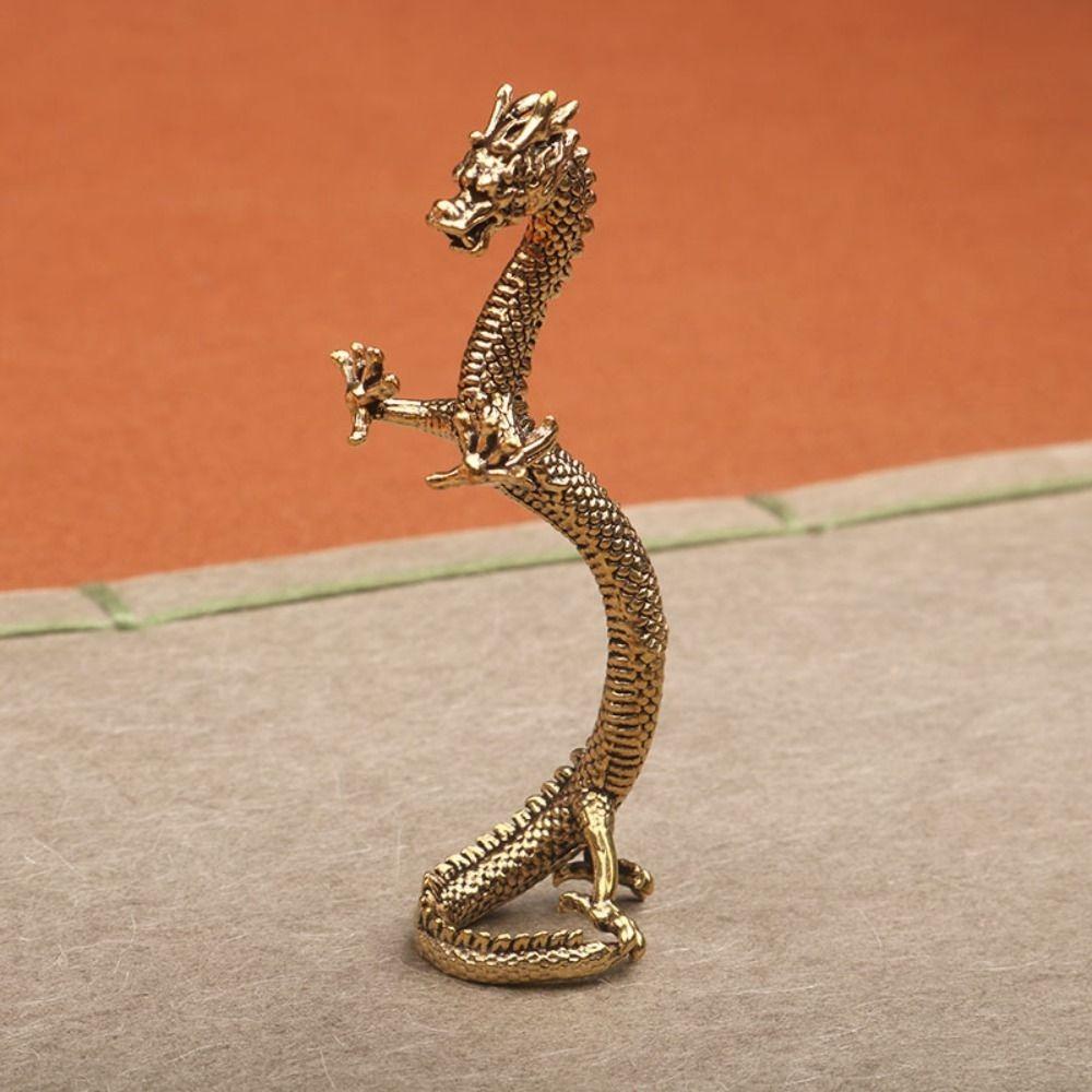 2pcs Zodiac Dragon Brass Dragon Figurines Vintage Dragon Ornament Birthday Wedding Gift