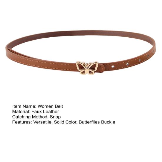 Metal Butterflies Buckle Belt Imitation Leather Women Belt Versatile Solid