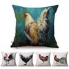 Chicken Style Throw Pillow Case Chinese Ink Painting Art Home Decoration Cock Hen Style Cotton Linen Sofa Cushion Cover Cojines