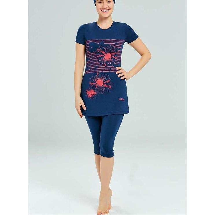 

Летний скромный купальный костюм с принтом 2025 - Комплект туники с коротким рукавом и укороченных леггинсов - Мусульманский купальник - Пляжная одежда с защитой от УФ-лучей - Летний буркини 5XL зелёный