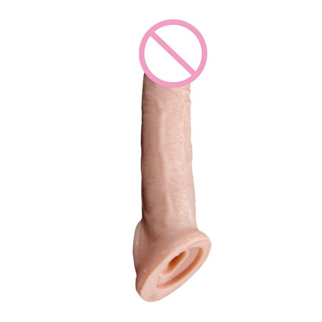 Wiederverwendbarer Penis-Seelve-Extender, Penisvergrößerung, Verzögerung der Ejakulation, realistischer Dick Sleeve Girth Enhancer, Sexspielzeug für Männer