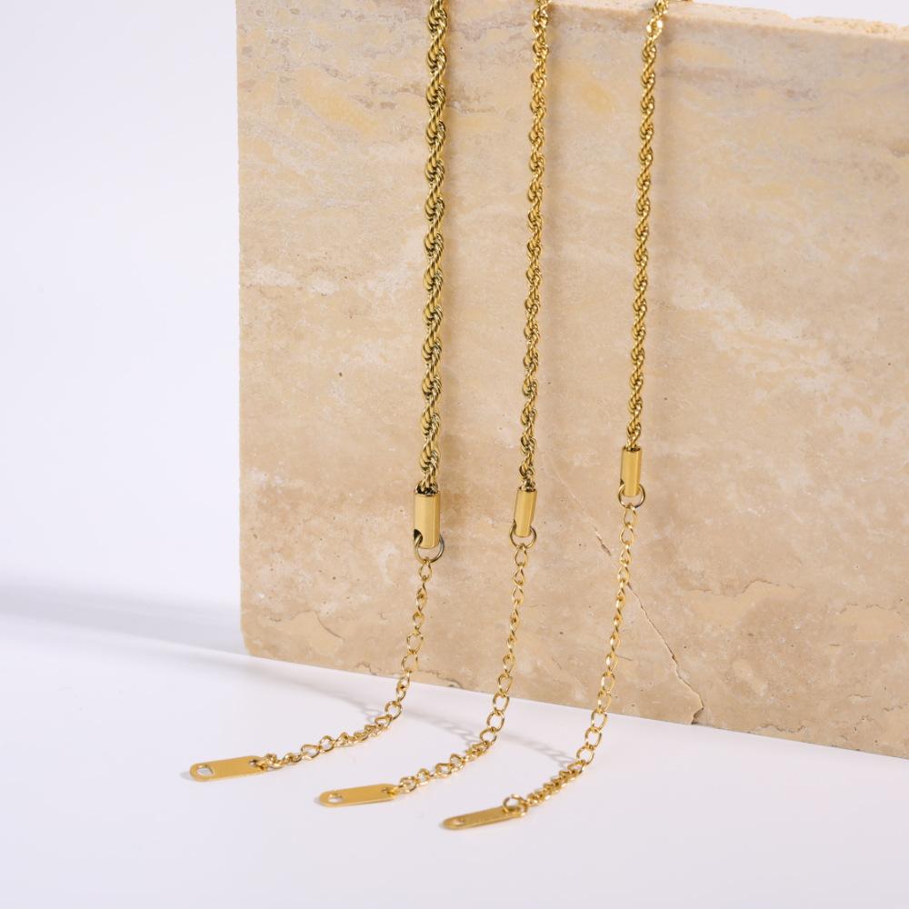 Stainless Steel Plain Bare Chain Basic Chain Necklace Twist Chain Furnace Vacuum Plating 18K Gold Necklace