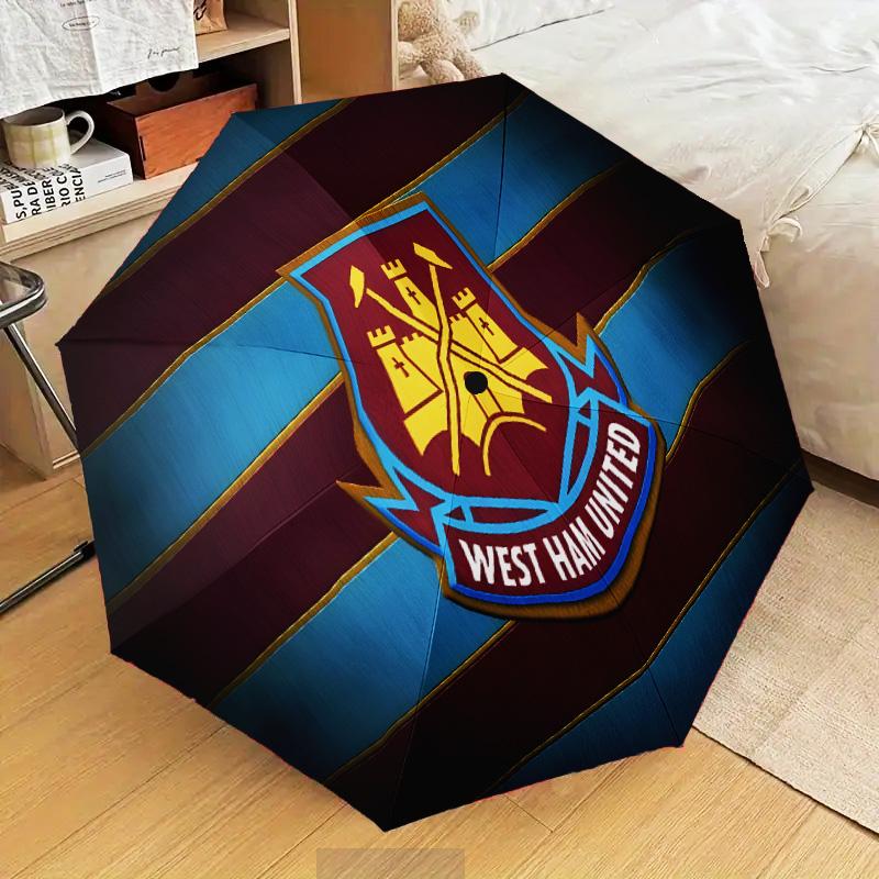 West FC United Crest Automatic Folding Umbrella - 8-Rib Travel Umbrella with Auto Open/Close & Portable Gifts for holidays or birthdays