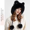 Winter Gestrickte Hut Frauen Katze Ohr Haar Ball Ohr Schutz Kappe Dicke Warme Hut Hülse Kappe Skullies Beanies