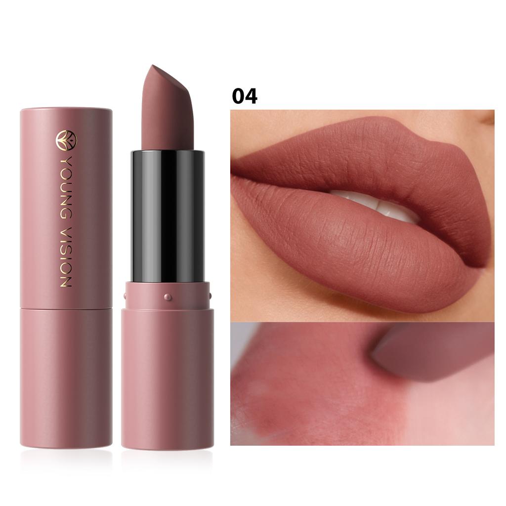 Sexy Nude Matte Lipstick Multi-functional for Lips and Cheeks Long Lasting Waterproof Smudge-proof Dual-purpose Makeup for Women