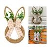 Easters Themed Florals Garlands Cartoon Rabbit Shaped Wreath for Front Door or Wall Decoration Seasonal Accessory