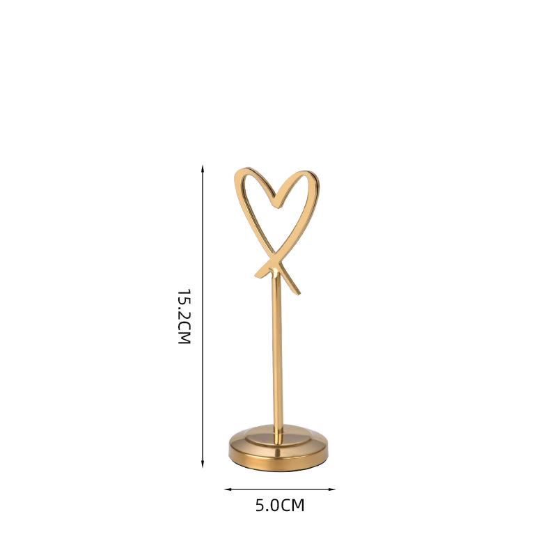 Heart-Shaped Stainless Steel Table Card Holder for Weddings, Restaurants, or Banquets.
