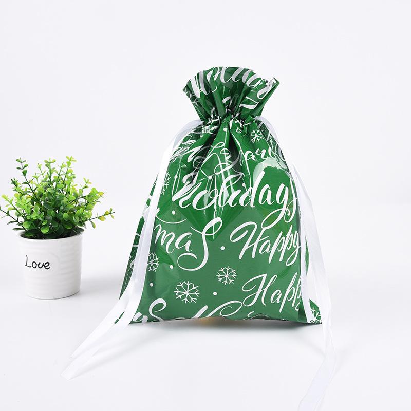 Portable Ribbon Drawstring Christmas Gift Bag Bundle Pocket Food Grade Aluminum Foil Candy Bag Christmas Jewelry Storage Bags