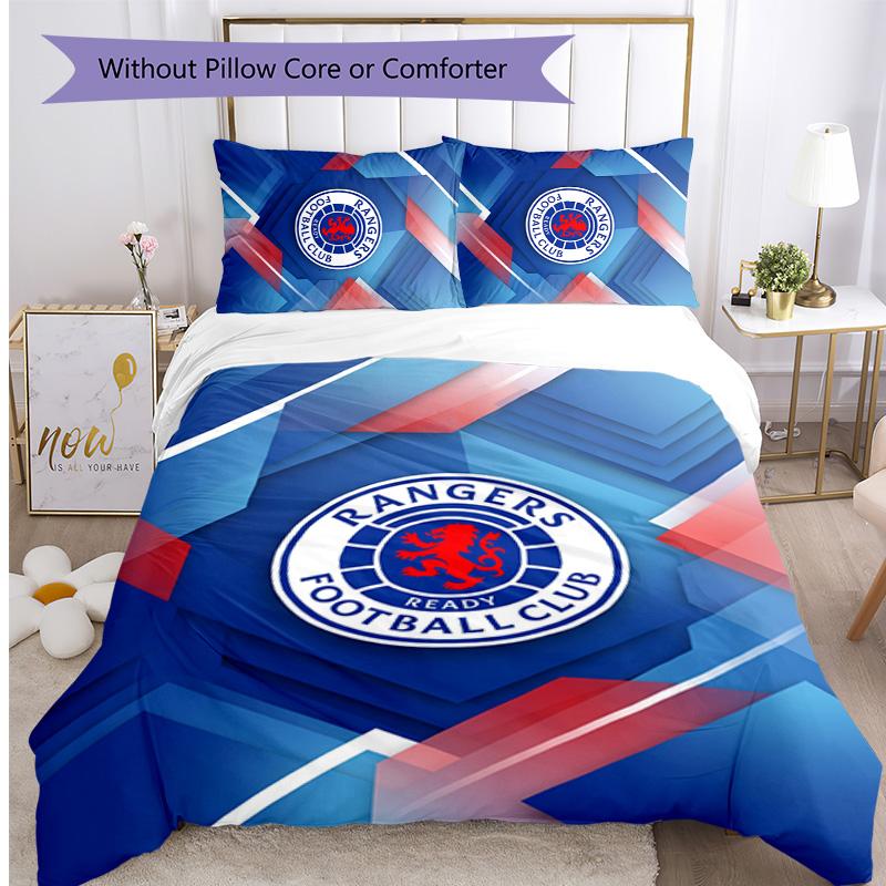 Set Biancheria da Letto Rangers FC Stampato 3 Pezzi Copripiumino Traspirante con Federe Biancheria da Letto Decorativa per Camera da Letto Casa