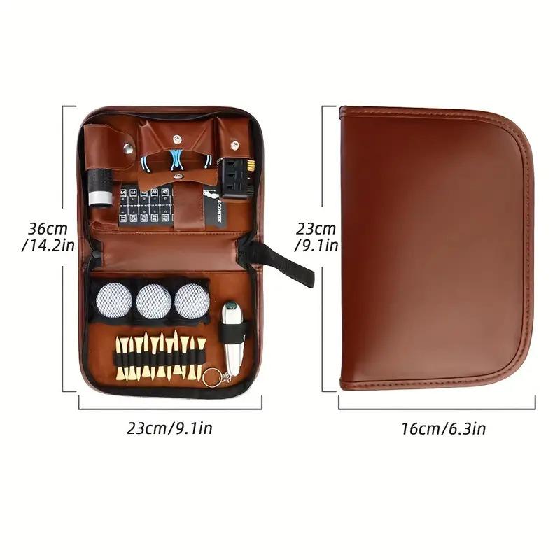 Leather Golf Tool Bag - Multi-functional, Large Capacity, Convenient Carry with Logo Print