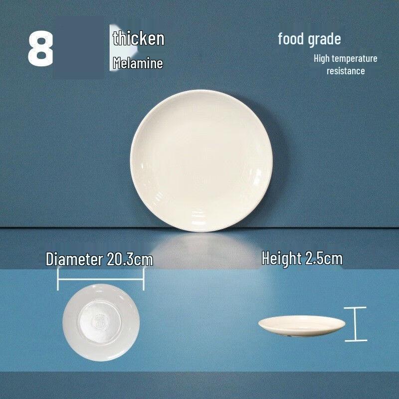 Tangyu 8-inch Round Melamine Dinner Plate (10 Pack)
