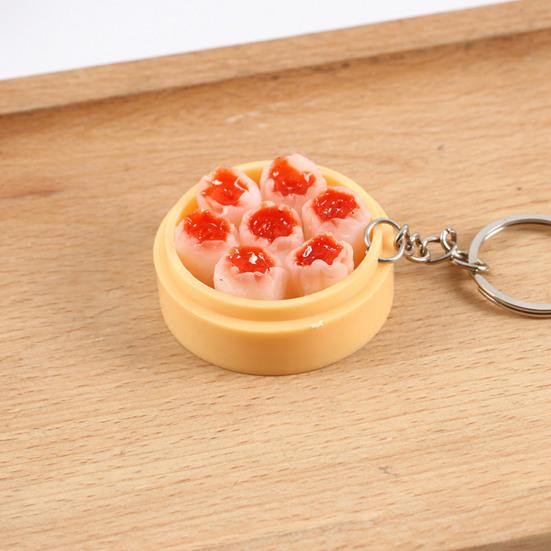 Keychain Pendant Food Steamer Design Lifelike Hanging Ornament Keys Backpack Car Decoration Daily Use Accessory