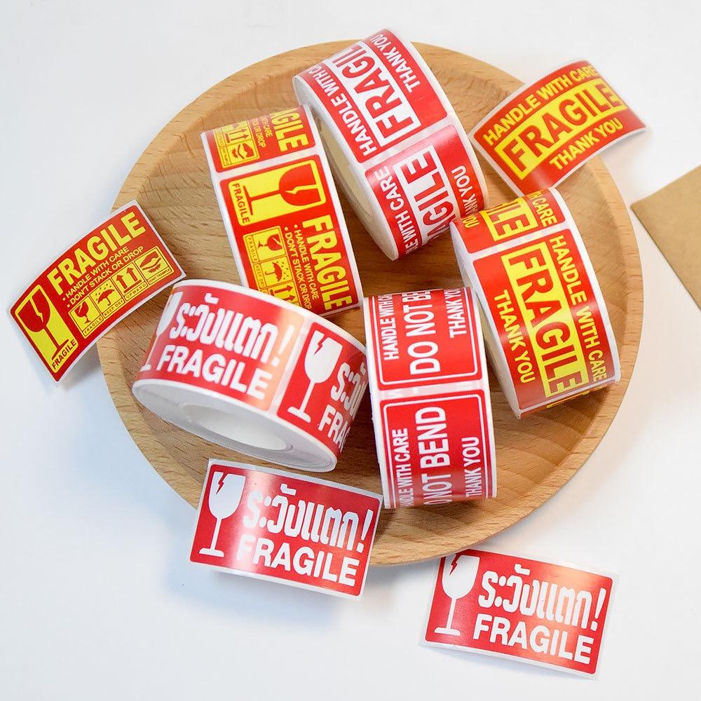 250pcs/roll,Fragile Warning Label, English Copperplate Sticker, Anti-removal Fragile Warning Label, Red Warning Label