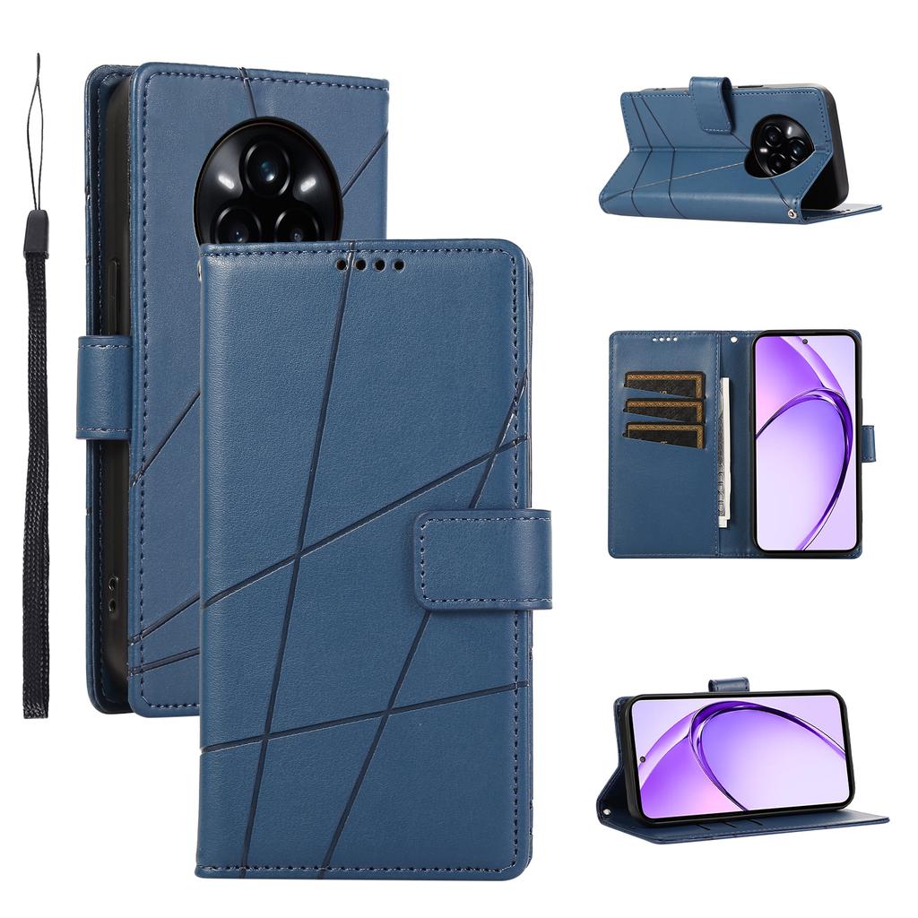 DF-06 For Realme 14 Pro+ 5G Phone Case Line Imprint Leather Wallet Cover