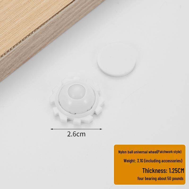 Punch-Free Adhesive Caster Wheels - Silent, Wear-Resistant, Ball Bearing, Thickened Base for Household Mobility.