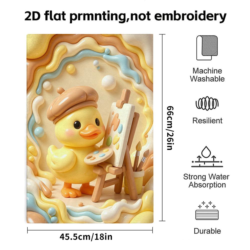 Painter Duck Inflated Print Towel, Cute Absorbent Quick Dry Hand Towel for Kids