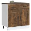 VidaXL Kitchen Cabinet Kalmar Smoked Oak Engineered Wood, Base Cabinet for Sink, Base Kitchen Cabinet with Drawer, Furniture 853502