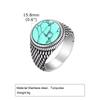 Vnox Stainless Steel Round Natural Stone Signet Ring for Men Boys, Punk Vintage Ethnic Style 15.8mm Wide Band Rings Jewelry Gift