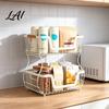 Office Desk Storage Shelf 2/3 Layer Countertop Organizer Rack Heavy Duty Fruit Basket Stand Sturdy Desktop Space Saving Carbon Steel Rack