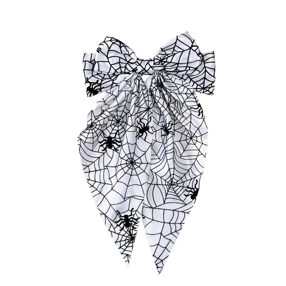 Gothic Spider Web Hair Bow Spring Clip Halloween Scrunchie Fashion Pumpkin Hair Clip Cosplay