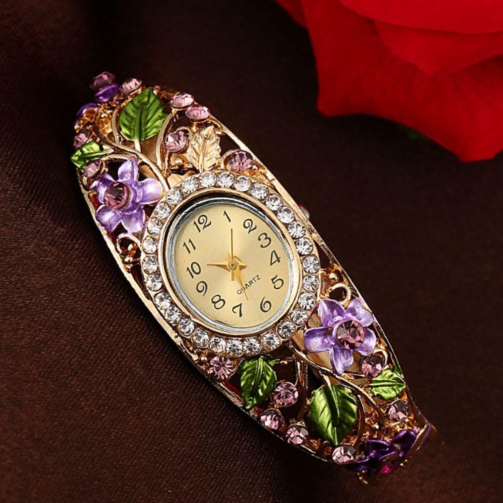 Rich In Flowers Ladies Wristwatch Rhinestone Bracelet Bracelet Watch  Elegant Wear